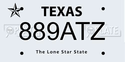 889ATZ Texas License Plate
