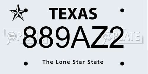 889AZ2 Texas License Plate