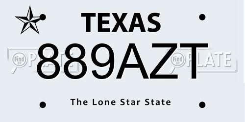 889AZT Texas License Plate