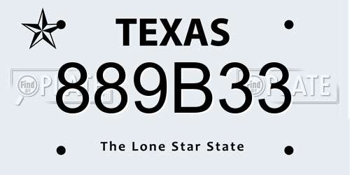 889B33 Texas License Plate