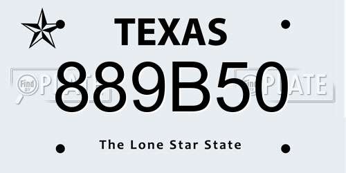 889B50 Texas License Plate