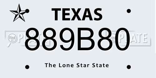 889B80 Texas License Plate