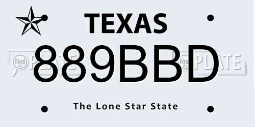 889BBD Texas License Plate