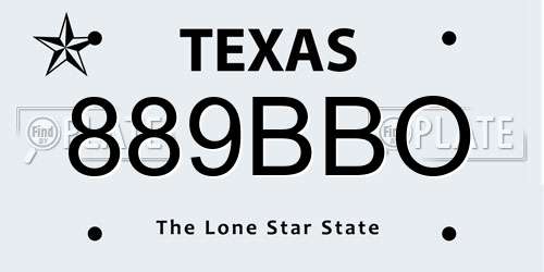 889BBO Texas License Plate