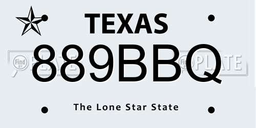 889BBQ Texas License Plate