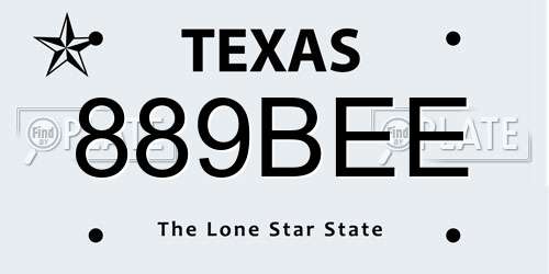 889BEE Texas License Plate
