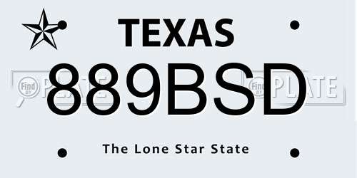 889BSD Texas License Plate