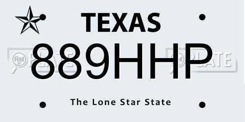 889HHP Texas License Plate