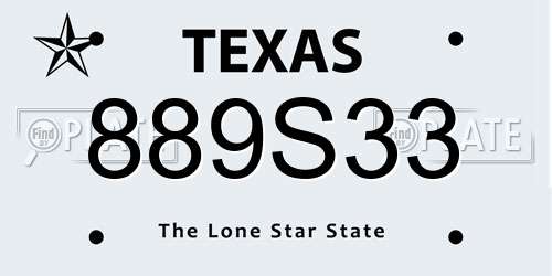 889S33 Texas License Plate