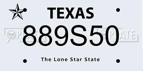 889S50 Texas License Plate