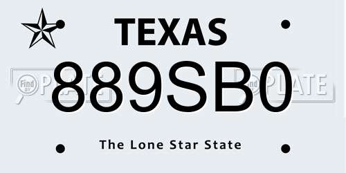 889SB0 Texas License Plate