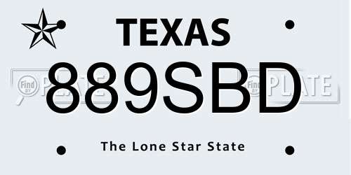 889SBD Texas License Plate