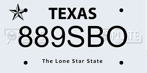 889SBO Texas License Plate