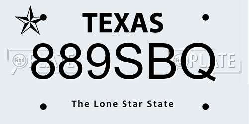 889SBQ Texas License Plate