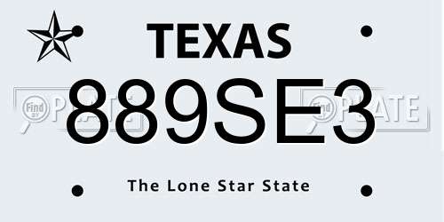 889SE3 Texas License Plate