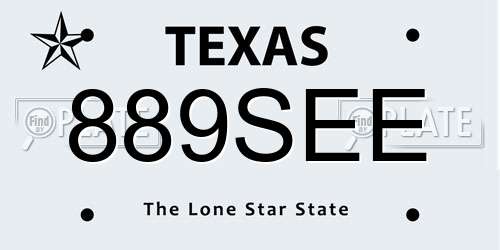 889SEE Texas License Plate