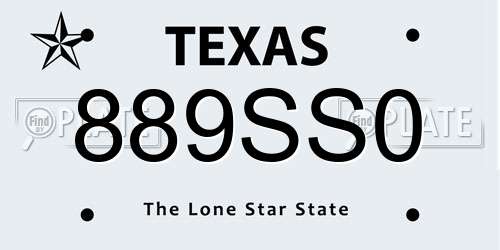 889SS0 Texas License Plate
