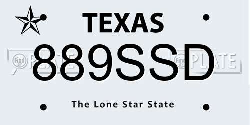 889SSD Texas License Plate
