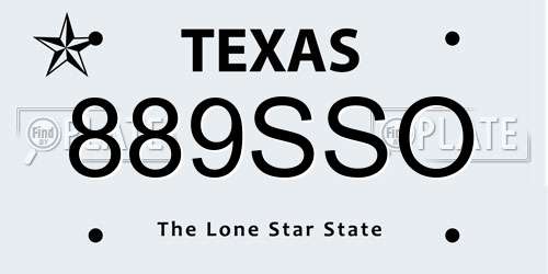 889SSO Texas License Plate