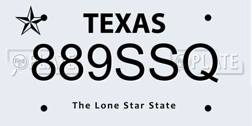 889SSQ Texas License Plate