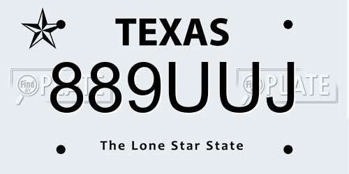 889UUJ Texas License Plate