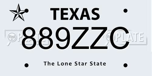 889ZZC Texas License Plate