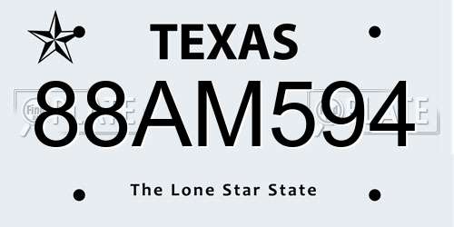 88AM594 Texas License Plate