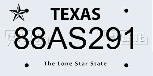 88AS291 Texas License Plate