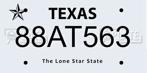 88AT563 Texas License Plate