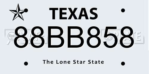 88BB858 Texas License Plate