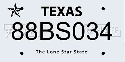 88BS034 Texas License Plate