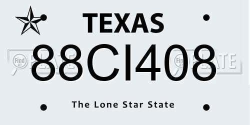 88CI408 Texas License Plate