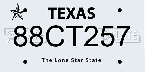 88CT257 Texas License Plate