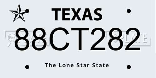 88CT282 Texas License Plate