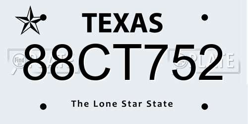 88CT752 Texas License Plate