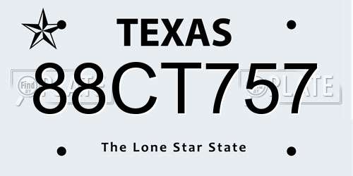 88CT757 Texas License Plate