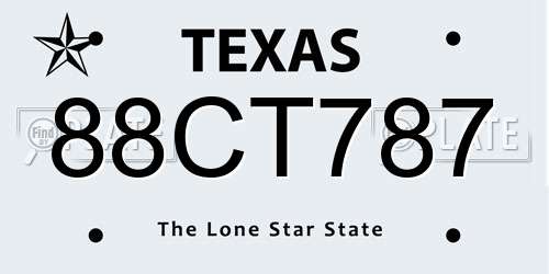 88CT787 Texas License Plate