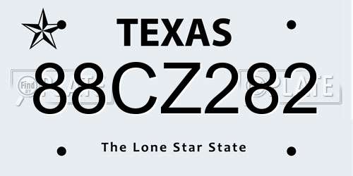 88CZ282 Texas License Plate