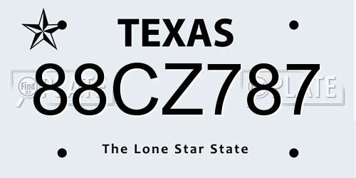 88CZ787 Texas License Plate