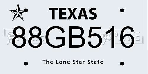88GB516 Texas License Plate