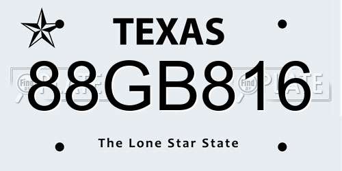 88GB816 Texas License Plate
