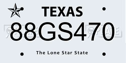 88GS470 Texas License Plate