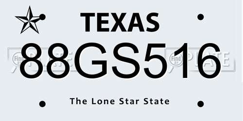88GS516 Texas License Plate