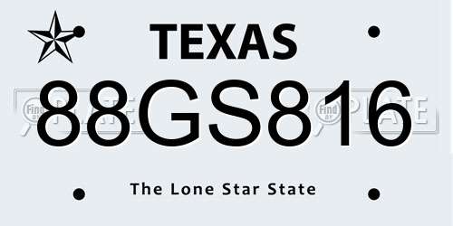 88GS816 Texas License Plate