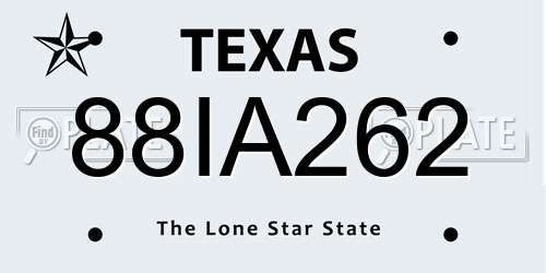 88IA262 Texas License Plate