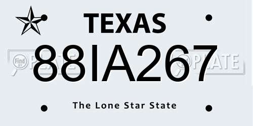 88IA267 Texas License Plate