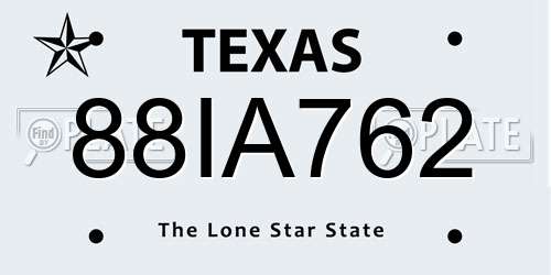 88IA762 Texas License Plate