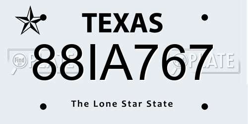 88IA767 Texas License Plate
