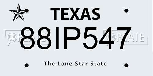 88IP547 Texas License Plate