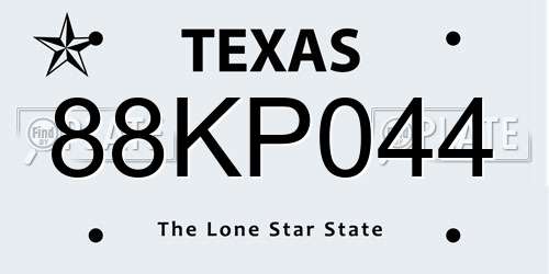 88KP044 Texas License Plate
